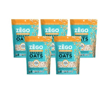 Zego Double Protein Raw Oats, Organic, Purity Protocol Gluten Free, Giyphosate Free, 14Oz Bags, 5 Bags (70Oz Ttl), Raw: Follow P