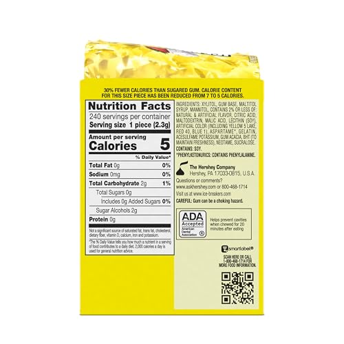 ICE BREAKERS Ice Cubes Strawberry Lemonade Sugar Free Chewing Gum Bottles, 3.24 oz (6 Count, 40 Pieces)