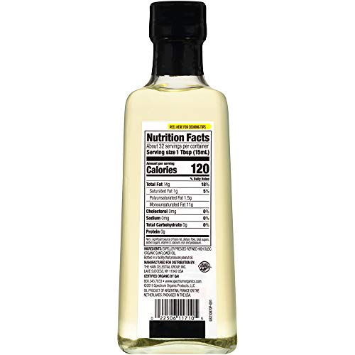 Spectrum, Sunflower Oil, Organic, High Heat, 16 fl oz