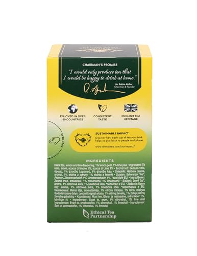 Ahmad Tea Black Tea, Lemon & Lime Twist Teabags, 20 Ct (Pack Of 1) - Caffeinated & Sugar-Free