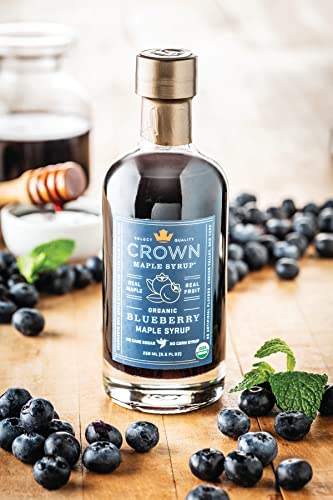 Crown Maple Blueberry Organic Maple Syrup, 8.5 Fl Oz, Pancakes, Waffles, Cocktails, Flavor Marinades