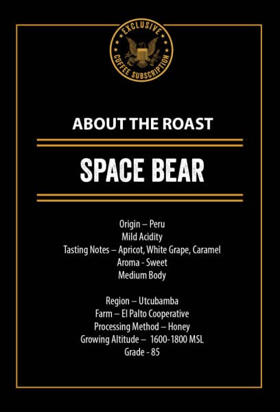 Black   Coffee Ground Light Roast, Space Bear, 12 Ounce, Model 30-088-12G