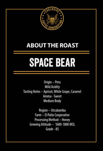 Black   Coffee Ground Light Roast, Space Bear, 12 Ounce, Model 30-088-12G