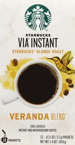 Starbucks VIA Veranda Blend Instant Coffee Packets, 1.4 oz, White/Yellow
