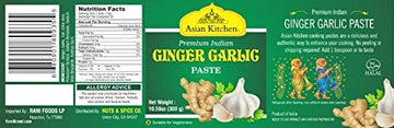 Asian Kitchen Ginger Garlic Cooking Paste 10.5Oz (300G) Glass Jar ~ Vegan | Gluten Free | Non-Gmo | No Colors | Indian Origin