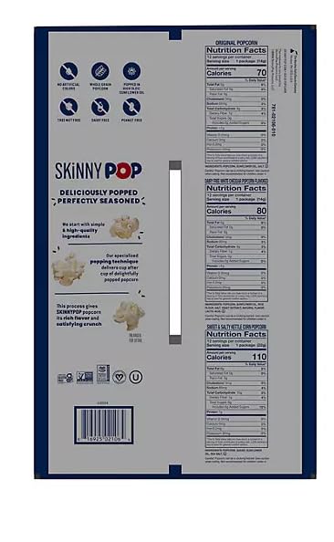 Skinny Real Pop Popcorn Variety Pack - Snack Bags Assortment Care Package - Gift Box (36 Count) Bulk Bag