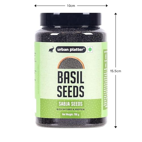 Urban Platter Basil Seeds Jar | 24.69 Oz (700G) | Tukmaria, Sabja Seeds | Rich In Fibre | Natural Cooling Superfood | Perfect For Falooda, Drinks, Smoothies & Desserts