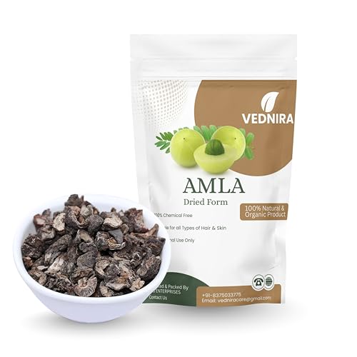 Vednira Raw Amla Indian Gooseberry For Hair Growth & Skin Care 100G | Dry Amla For Hair Fall Control | Organic Sun Dried | Natur