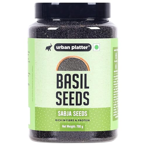 Urban Platter Basil Seeds Jar | 24.69 Oz (700G) | Tukmaria, Sabja Seeds | Rich In Fibre | Natural Cooling Superfood | Perfect For Falooda, Drinks, Smoothies & Desserts