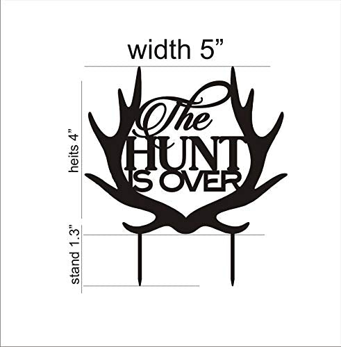 Happyplywood The Hunt Is Over Cake Topper For Wedding, Hunting Themed Wedding, Cake Topper Antler, Bride Grooms Cake Toppers, Ru