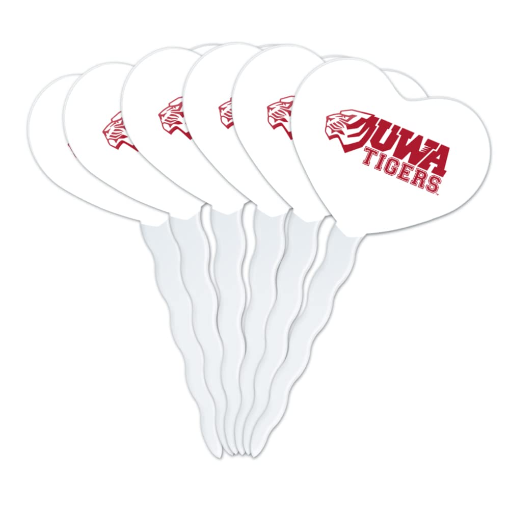 GRAPHICS & MORE Cupcake Picks Set of 6, Acrylic, University of West Alabama Heart Design, Model CUPT.HRT.ACR.6PK.CLCWAL500B