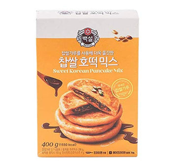 Korean Fancy Hotcake Mix; CJ Beksul Korean Sweet & Green Tea Pancake Mix, Hotteok (14.10 oz, 400g) ; ????? CJ ?? ??, ???? ??; ??