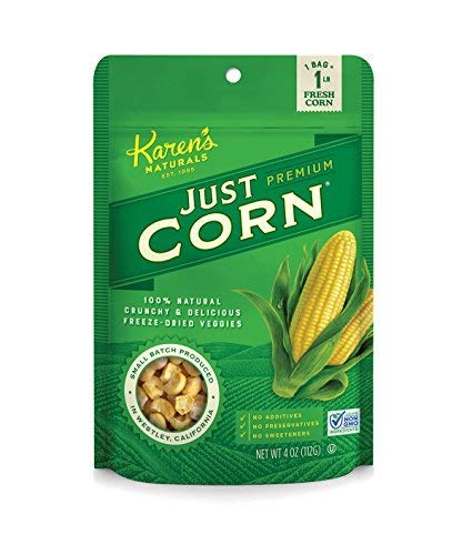Karen'S Naturals Just Corn, 4 Ounce Pouch, All Natural Freeze Dried Vegetables, Keto, Vegan, Gluten Free, Healthy Dried Veggie S