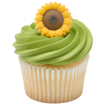 Sunflower Edible Sugar Cake Toppers, 12 Count
