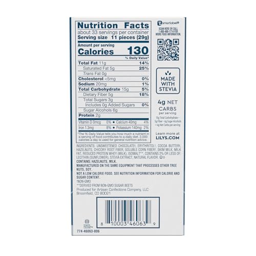 Lilys Hazelnut Milk Chocolate Style Bars, Gluten Free, No Sugar Added, 12 Count, Milk