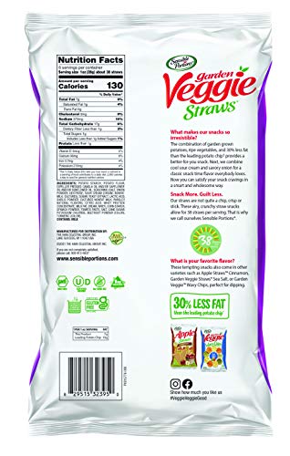 Sensible Portions Garden Veggie Straws Sour Cream & Onion, 6 Oz, Pack Of 5
