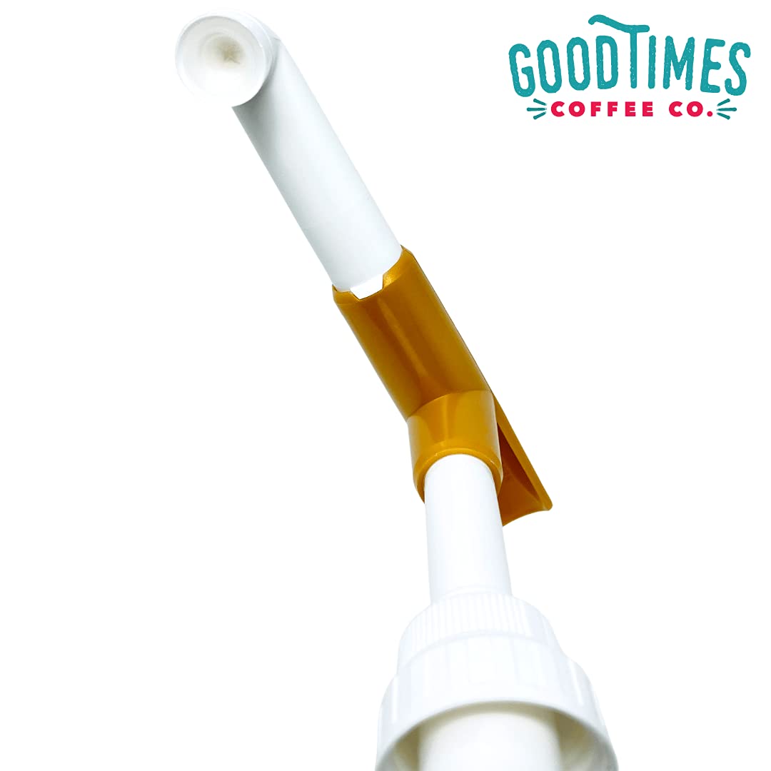 Good Times Coffee Co. Sauce Pump Dispenser for Ghirardelli Bottles, Plastic, Pack of 6, Fits 87.3 to 90.4 Ounce, Gold