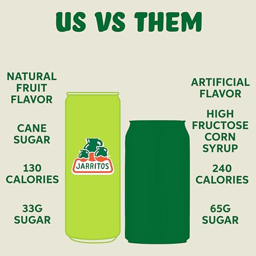 Jarritos - Mexican Soda Soft Drinks  Gfruit (12 oz  355ml) 8 Cans (3 Boxes of 8) - Real Cane Sugar - 0g Fat - Made in Mexico - Natural Flavor Soda Pop - Party & BBQ Beverages