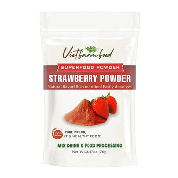 STRAWBERRY POWDER 2.47 Oz (70g) VIETFARMFOOD: Freeze-Dried Extracted From 100% Pure, Sugar-Free. Used To Mix Mixed Drinks Fresh 
