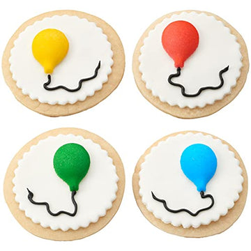 Red, Yellow, Green, And Blue Balloon Edible Sugar Cake Toppers, 12 Count
