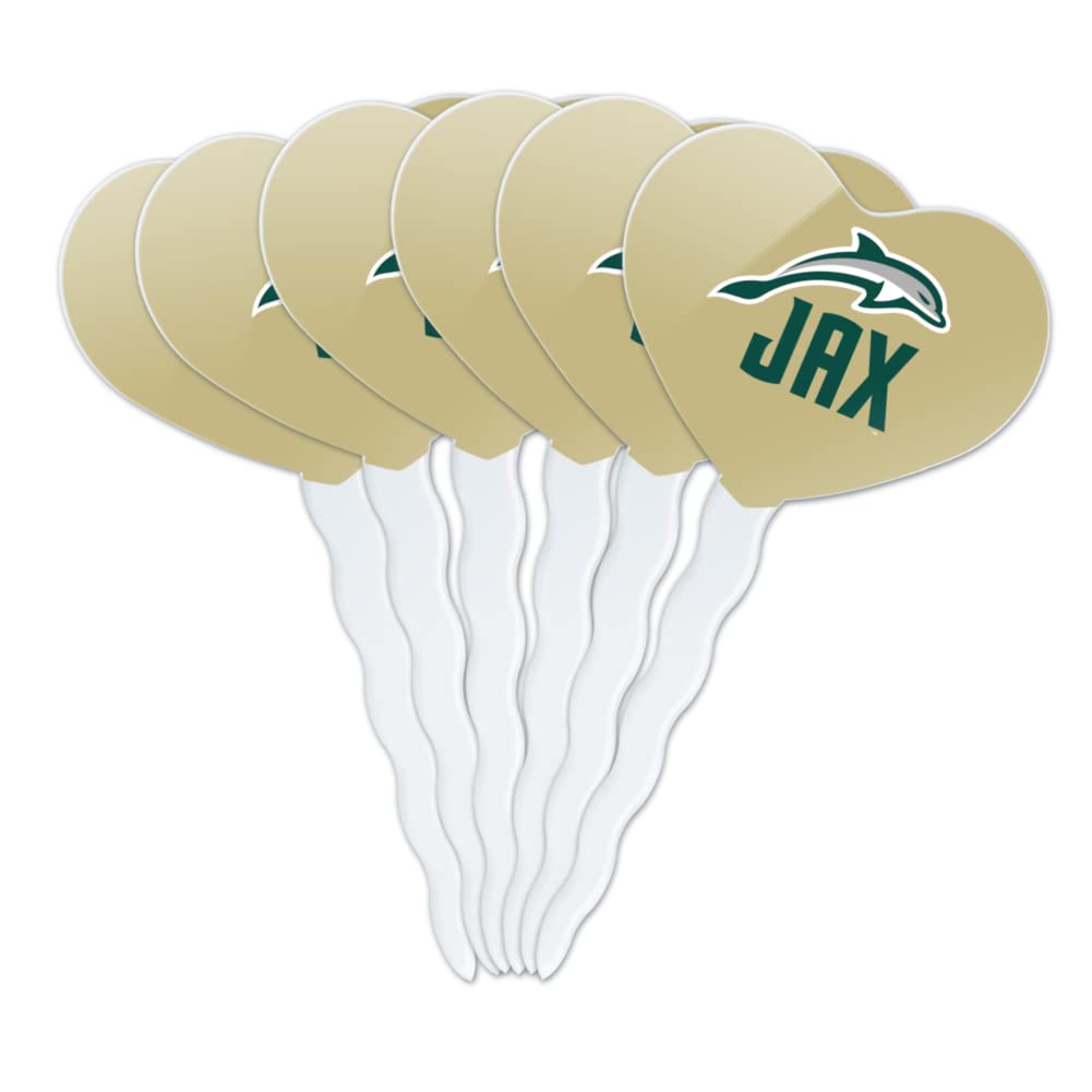 GRAPHICS & MORE Cupcake Picks Set of 6, Acrylic, Jacksonville University Heart Logo, One Size