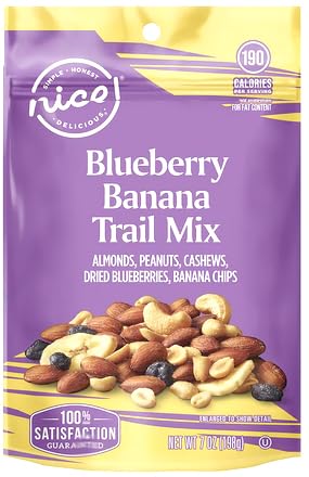 Generic Blueberry Banana Trail Mix - Almonds, Peanuts, Cashews, Dried Blueberries, Banana Chips, 7oz Bag