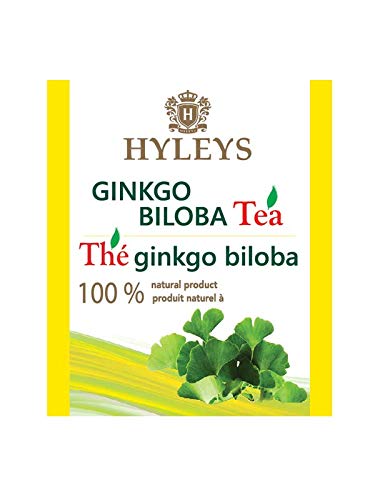 Hyleys Ginkgo Biloba Green Tea - Brain Support Blend With Citrus - 100% Natural, Gluten-Free, Non-Gmo, Memory & Focus Tea - 25 T