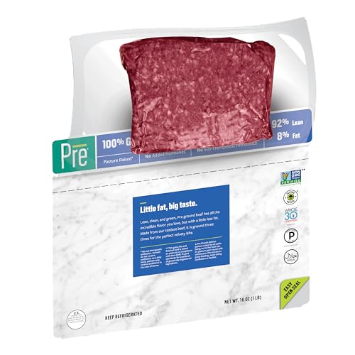 Pre, Ground Beef 92% Lean/8% Fat, Grass-Fed, Pasture-Raised, 1 lb