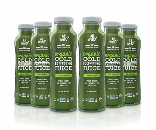 ALLWELLO Organic Cold Pressed Juice Drinks with Real Fruits and Vegetables Gluten Free Non-GMO Healthy Juices No Preservatives N