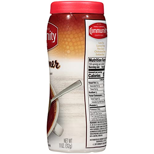 Community Coffee Lactose Free Powdered Coffee Creamer, 11 Ounce Canister (Pack Of 6)