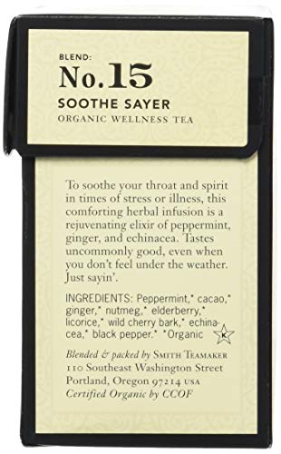 Steven Smith Teamaker Smith Teamaker Organic Soothe Sayer No. 15 (Caffeine-Free Organic Wellness Tea), 1.05 Oz, 15Count