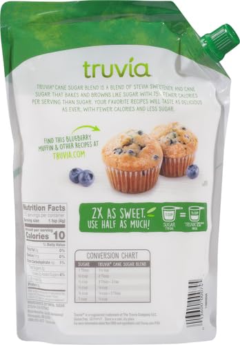 Truvia Cane Sugar Blend, Natural Stevia Sweetener and Cane Sugar, 24 oz (Pack of 4)