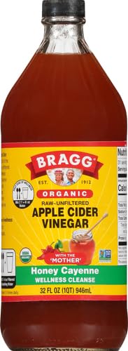 Bragg Organic Apple Cider Vinegar with Honey & Cayenne, 32 Fl Oz, Raw & Unfiltered, Vinegar