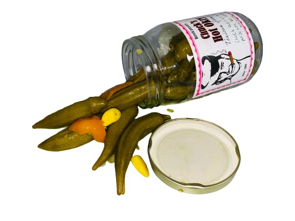 Conscious Choice Foods Chuck’s Hot Okra - Gourmet Spicy Okra with Garlic & Habanero - 1 Pint Jar