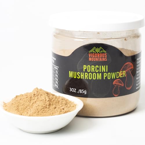 Vigorous Mountains Dried Porcini Mushroom Seasoning Powder For Cooking, Salt Free Beef Broth Powdered Sauce Add Instant Flavor And Depth To All Your Favorite Dishes 3 Oz