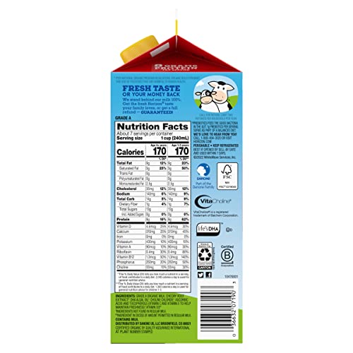 Horizon Organic Growing Years Whole Milk, High Vitamin D Organic Milk for Growing Kids with DHA Omega-3, Choline, and Prebiotics