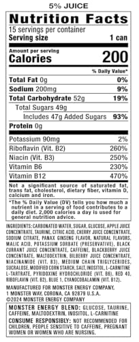 Monster Energy Juice Viking Berry - Energy Drink, 16 Ounce, Pack of 15, Refreshing Juice Blend