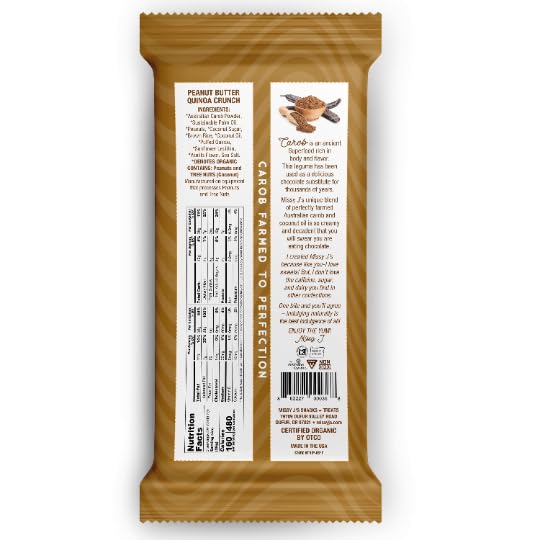 Missy Js Organic Peanut Butter Carob Bar, Vegan, Gluten-Free, 3 Ounce, 12 Pack