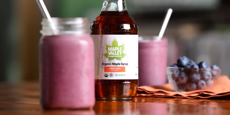 Maple Valley Organic Maple Syrup, Amber & Rich, 32 Fl Oz Glass Bottle