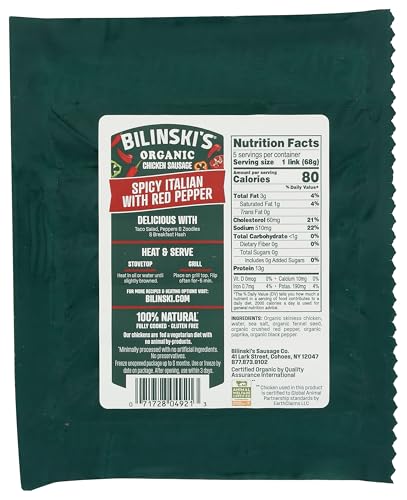 Bilinski, Organic Spicy Italian Chicken Sausage, 12 Ounce