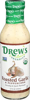 Drews All-Natural Salad Dressing And 10 Minute Marinade Roasted Garlic & Peppercorn 12-Ounce Bottle