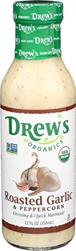 Drews All-Natural Salad Dressing And 10 Minute Marinade Roasted Garlic & Peppercorn 12-Ounce Bottle