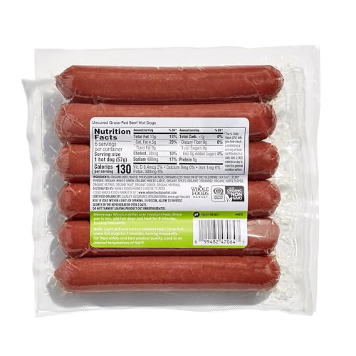 365 by Whole Foods Market, Organic Uncured Grass-Fed Beef Hot Dogs, 12 oz