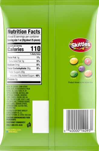Skittles Candy, Sours, 5.7 Ounce (Pack Of 12)
