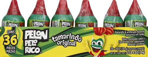 LORENA-PELON PELON PELO RICO Tamarind Candy Bottles, 1 oz (36 Count) (Pack of 2)