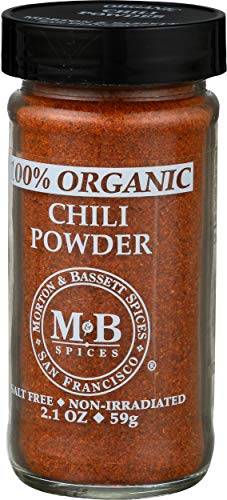 Morton & Bassett 100% Organic Chili Powder | Robust Blend for Tacos  Chili & Tex-Mex Dishes | Gluten Free  Salt Free  Non-GMO | 2.1 oz Jar