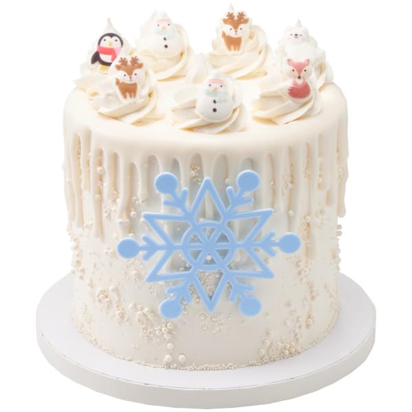 Winter Animal Friends - Penguin, Fox, Snowman, Reindeer, And Polar Bear Edible Sugar Cake Toppers, 12 Count