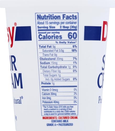 Daisy Pure And Natural Sour Cream, 16 Oz (1 Lb) Tub (Refrigerated)