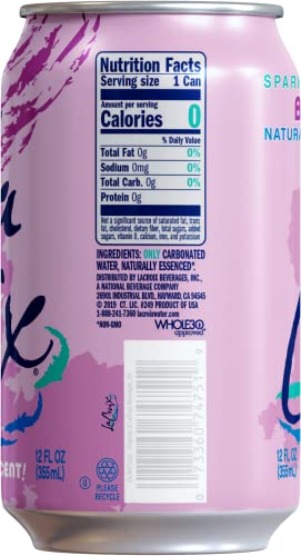 LaCroix Sparkling Water, Berry Flavor, 12 Fl Oz, Pack of 8, Refreshing Carbonated Beverage, Zero Calories, Naturally Flavored