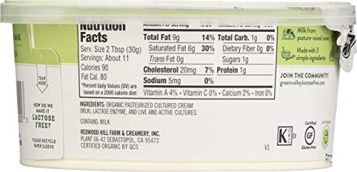 Green Valley Lactose Free Organic Sour Cream, 12 Ounce tub